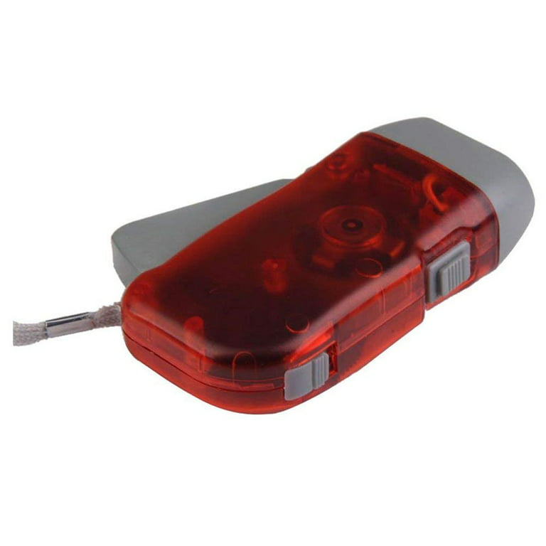 3 LED Hand Pressing Power Flashlight Transparent Hand Crank Torch Camping Outdoor Handheld Light, Red, Adult Unisex, Size: 3.94 x 1.97