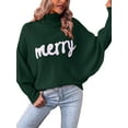 thumbnail image 1 of EYIIYE Chandails de Noël pour Femmes à Manches Longues Col Roulé Pull Tricoté Broderie Lettre Pull Décontracté Confortable, 1 of 5