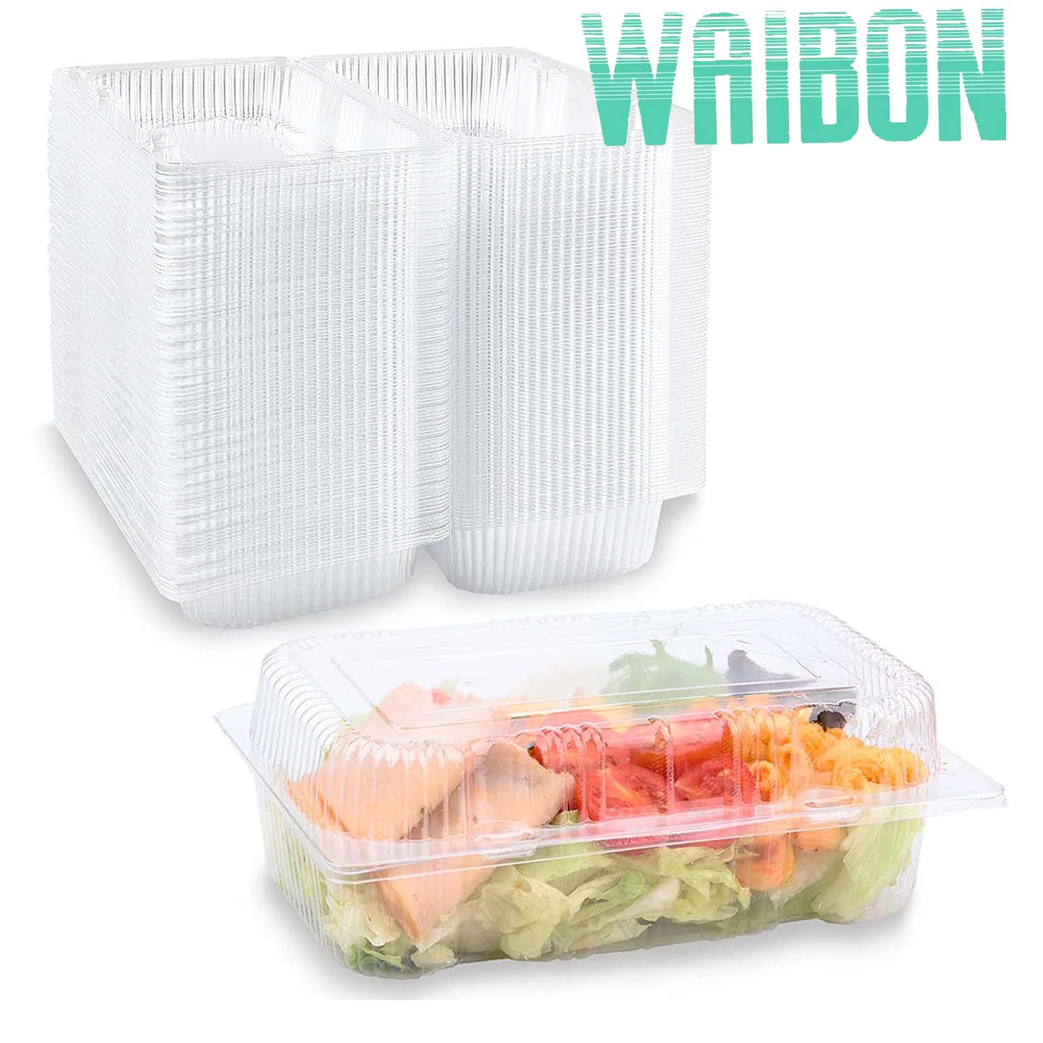 40 Pack Sturdy Clear Plastic Hinged Food Containers with Lids, Disposable Take Out Loaf