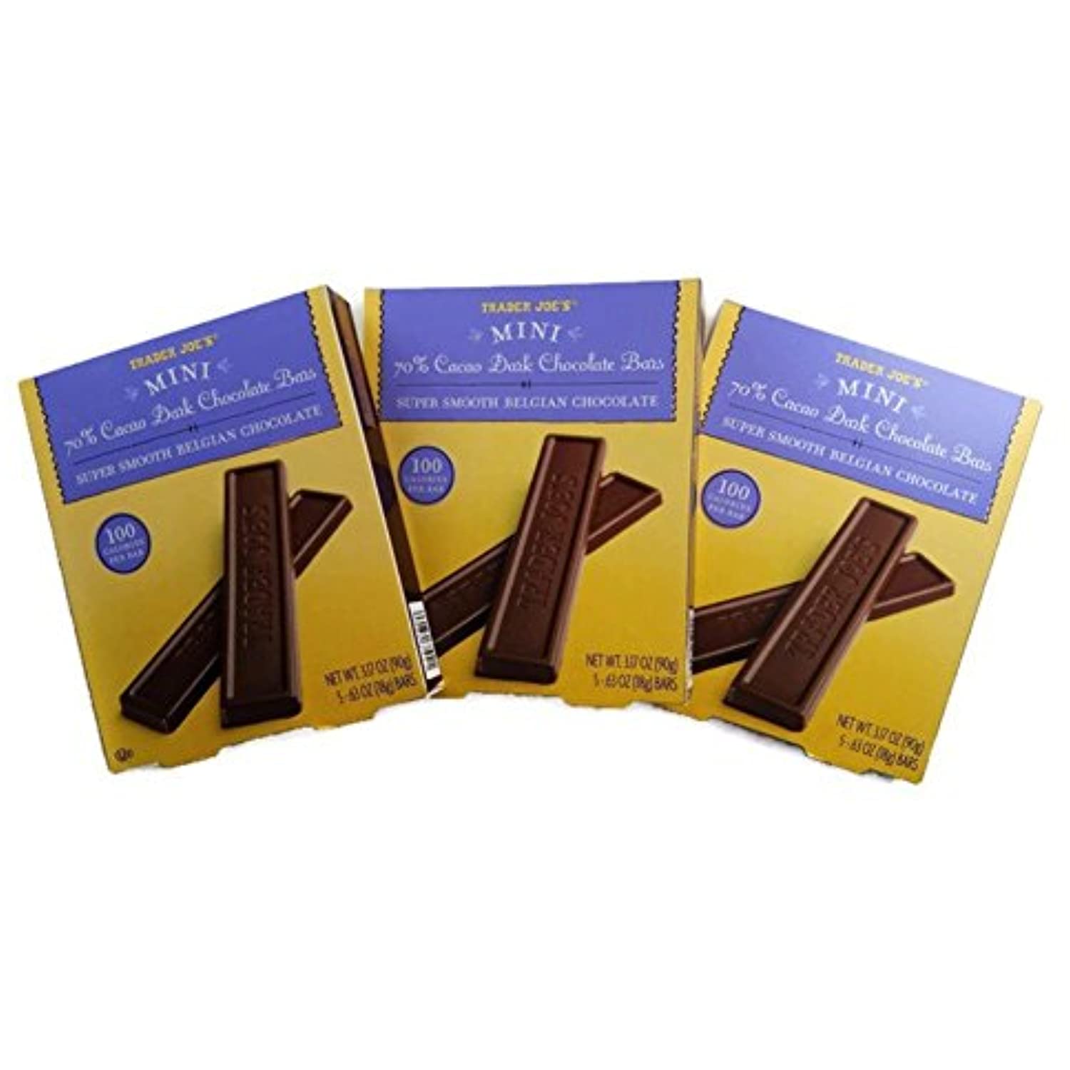 TJ Mini 70 Cacao Dark Chocolate Bars. Super Smooth Belgian Chocolate