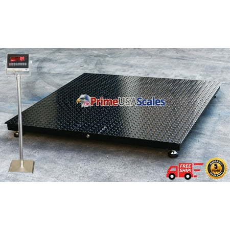 5 Year Warranty 4x4 Floor Scale 48"x48" Indicator Stand 2,500 lb x .5 lb.