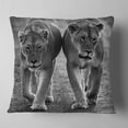 thumbnail image 2 of Designart Lions in Black and White - Animal Photo Throw Pillow - 16x16, 2 of 5
