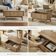 طاولة قهوة من Mopio Brooklyn في منتصف القرن الحديث مع تخزين لغرفة المعيشة ، لوحة Waveform ( Oak )