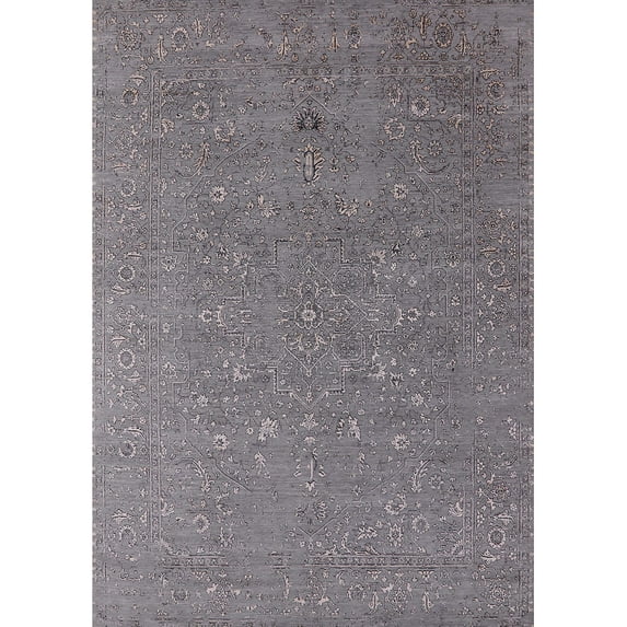 Ahgly Company Indoor Rectangle Mid-Century Modern Dark Gray Oriental Area Rugs, 8' x 10'