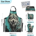thumbnail image 2 of Dreamtimes Fierce Wolf Oven Mitts and Pot Holders with Chef Apron,Set of 5 Heat Resistant Kitchen Gloves and Silicone Non-Slip Potholders Adjustable Neck Buckle Chef Apron, 2 of 6