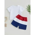 thumbnail image 4 of Bagilaanoe 4th of July Clothes for Toddler Baby Boys Short Sleeve Letter Print T-shirt Tops + Shorts 6M 12M 18M 24M 3T Kids Independence Day Outfits 2pcs Short Pants Set, 4 of 9