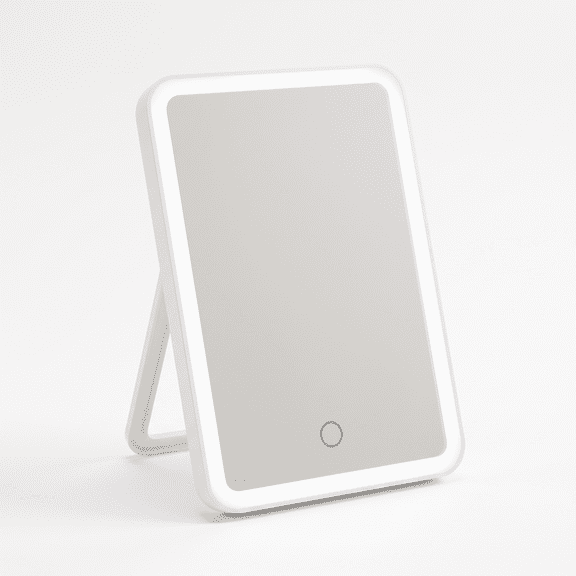 Makeup Mirror with Lights and Speaker, Adjustable Brightness Tabletop Mirror, Portable Travel Mirror with Stand for Desk, Dorm, Gifts