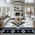 thumbnail image 3 of 6'x9' Area Rugs, Navy Blue Boho Indoor Outdoor Area Rug for Living Room Bedroom, Vintage Southwestern Ethnic Tribal Geometric Washable Bathroom Rugs Kitchen Floor Carpet Mats Home Decor Aesthetic, 3 of 8