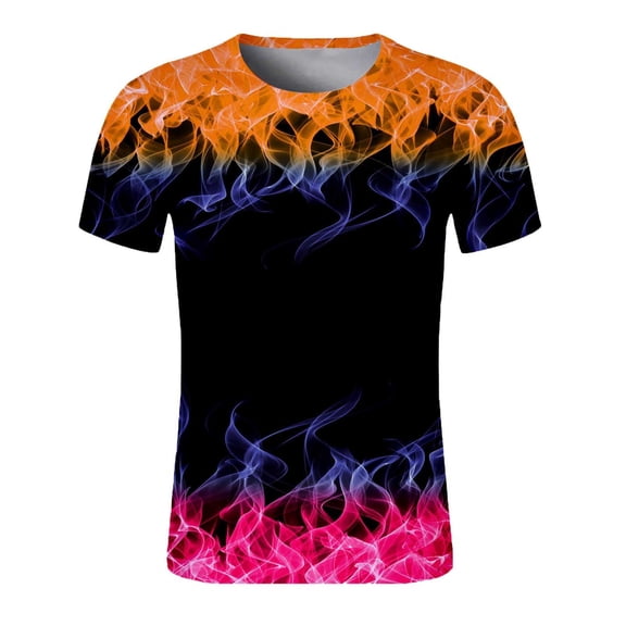 Lolmot T Shirts for Men Casual Shorts Sleeves Round Neck Pullover 3D Digital Printing Sports Fitness Blouse Plus Size Tops Blouse