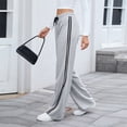 thumbnail image 7 of CIENVNSTG Ladies High Waist Drawstring Wide Leg Track Pants Side Striped Pattern Loose Straight Fit Sweatpants with Functional Pockets Comfortable Athletic Bottoms for Jogging Running Sports Gray 2XL, 7 of 7
