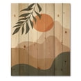 thumbnail image 3 of Designart 'Abstract Earth Toned Mountains With Red Moon I' Modern Print on Natural Pine Wood, 3 of 5