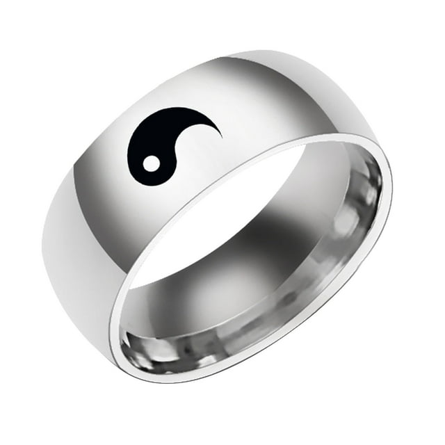 TIMIFIS Silver Rings 8mm Gossip Yin And Yang Fish Stainless Steel Ring Does Not Fade6-13 Valentine'S Day Gift