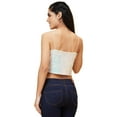 thumbnail image 3 of Globus Women White Embellished Shoulder Straps Sequined Crop Top, 3 of 6