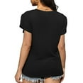 thumbnail image 4 of TEMOFON Women Blouses Summer Loose Fit Tops Casual Round Neck Tops Fashion Cross Front Tshirts Trendy Soild Black T Shirts for Women Size M, 4 of 5