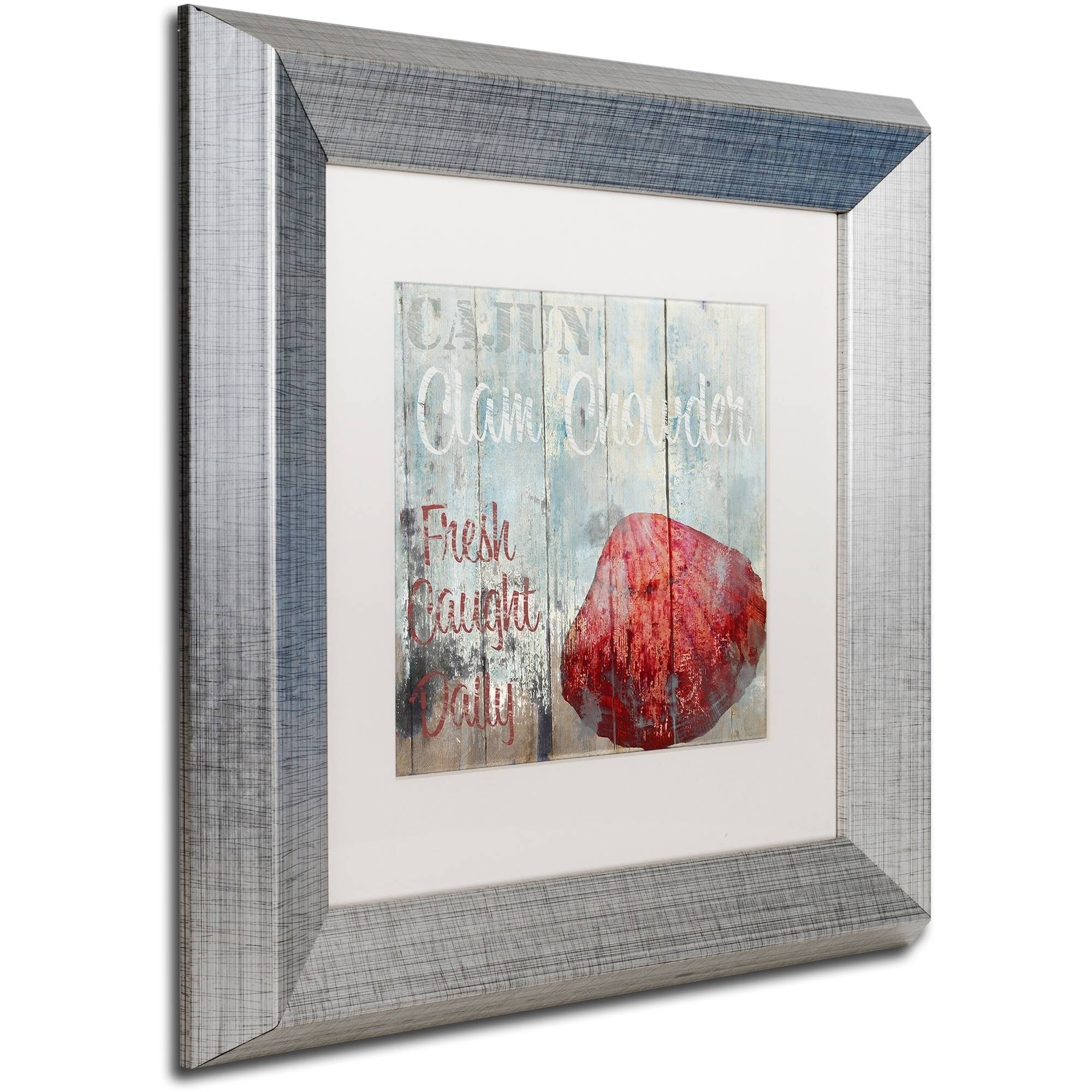 Trademark Fine Art "New Orleans Seafood IV" Canvas Art by Color Bakery White Matte, Silver Frame