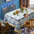 thumbnail image 5 of Arabesque Tablecloth,Blue Yellow Floral PatternTable Cloth, French Country Tablecover for Rectangle Tables 60 x 84,Perfect for Kitchen Dinner, Restaurant ,Holiday Picnic Party Table Cover, 5 of 5