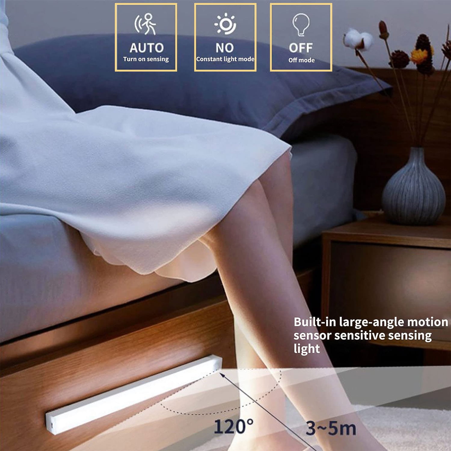 6 Pack LED Under Cabinet Lights,Dimmable Motion Sensor Light,Sticky Lamps Closet Light,USB Rechargeable LED Lights for Kitchen Hallway,11.81 x 0.78 in,White