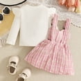 thumbnail image 6 of Toddler Kids Baby Girl Fall Winter Clothes Ruffle Long Sleeve Ribbed T Shirt Top Suspender Skirts 2Pcs Outfits 9-12 Months, 6 of 8