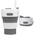 thumbnail image 1 of Hopfällbar Campingmugg med Sugrör Silikon Vikbar Kaffekopp Sportflaska Bärbar Rese Utomhus Bil 450ml (Grå), 1 of 4