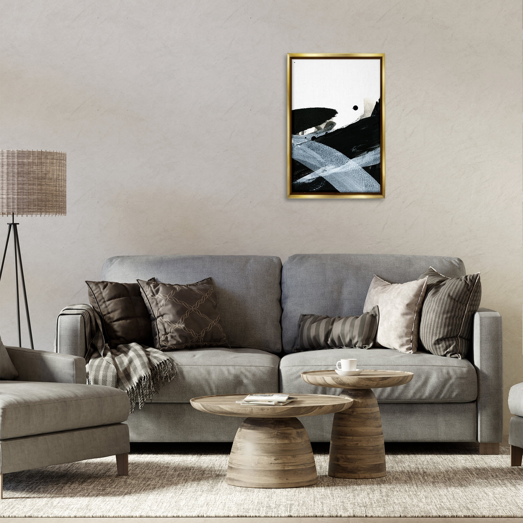 Stupell Industries Bold Gradient Movement Abstract Painting Gold Floater Framed Canvas Art Print Wall Art, 17 x 25