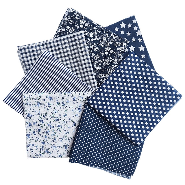 Tela de algodón flor punto estrella DIY algodón paquete de tela para acolchar para Patchwork artesanía tela 7 piezas AweSitey JJ6701-01