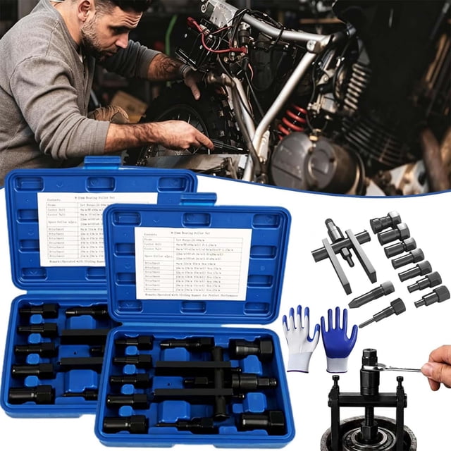 Ensemble d'Outils Extracteurs de Roulements de Trou de Store Robustes 10 Pcs, Kit d'Extracteur Intérieur de Moto 8-25mm avec Étui de Rangement Portable, Kit d'Extracteur Interne pour Réparation de Moto et Bicyclette, Facile à Utiliser (2 Pcs*B)