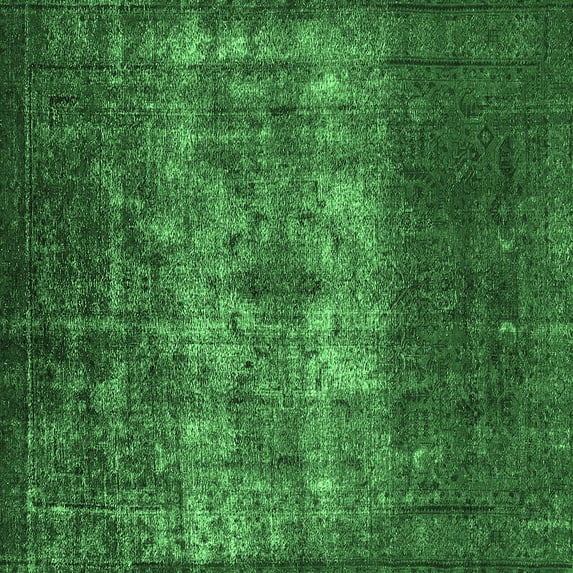 Ahgly Company Indoor Square Oriental Emerald Green Industrial Area Rugs, 5' Square