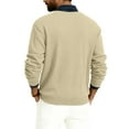 thumbnail image 3 of CCRFTGI Mens Sweaters 2025 Fall Big and Tall Ribbed Solid Color Sweater Trendy Long Sleeve V-neck Sweater Pullover Knit Sweater Top Beige 3XL, 3 of 6
