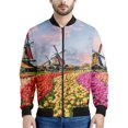 thumbnail image 3 of Chaqueta con cremallera con estampado 3D de flores de tulipán de los Países Bajos para hombre y mujer, sudadera con estampado floral, camisetas de manga larga geniales, chaquetas bomber de calle, 3 of 5