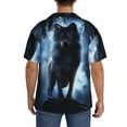 thumbnail image 5 of Xecao offers the Night Scene of Wolves for Men's Casual Short-sleeved Shirt, a button-up collared shirt with a pocket, perfect for beach vacations and yacht travel in the X-Large size., 5 of 7