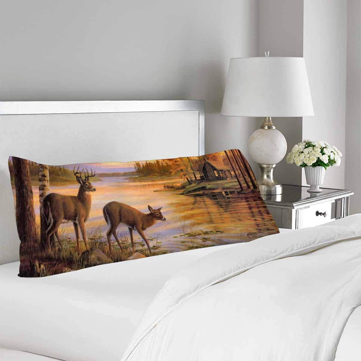 GCKG Deer in Forest Body Pillow Covers Pillowcase 20x60 inches, Wild