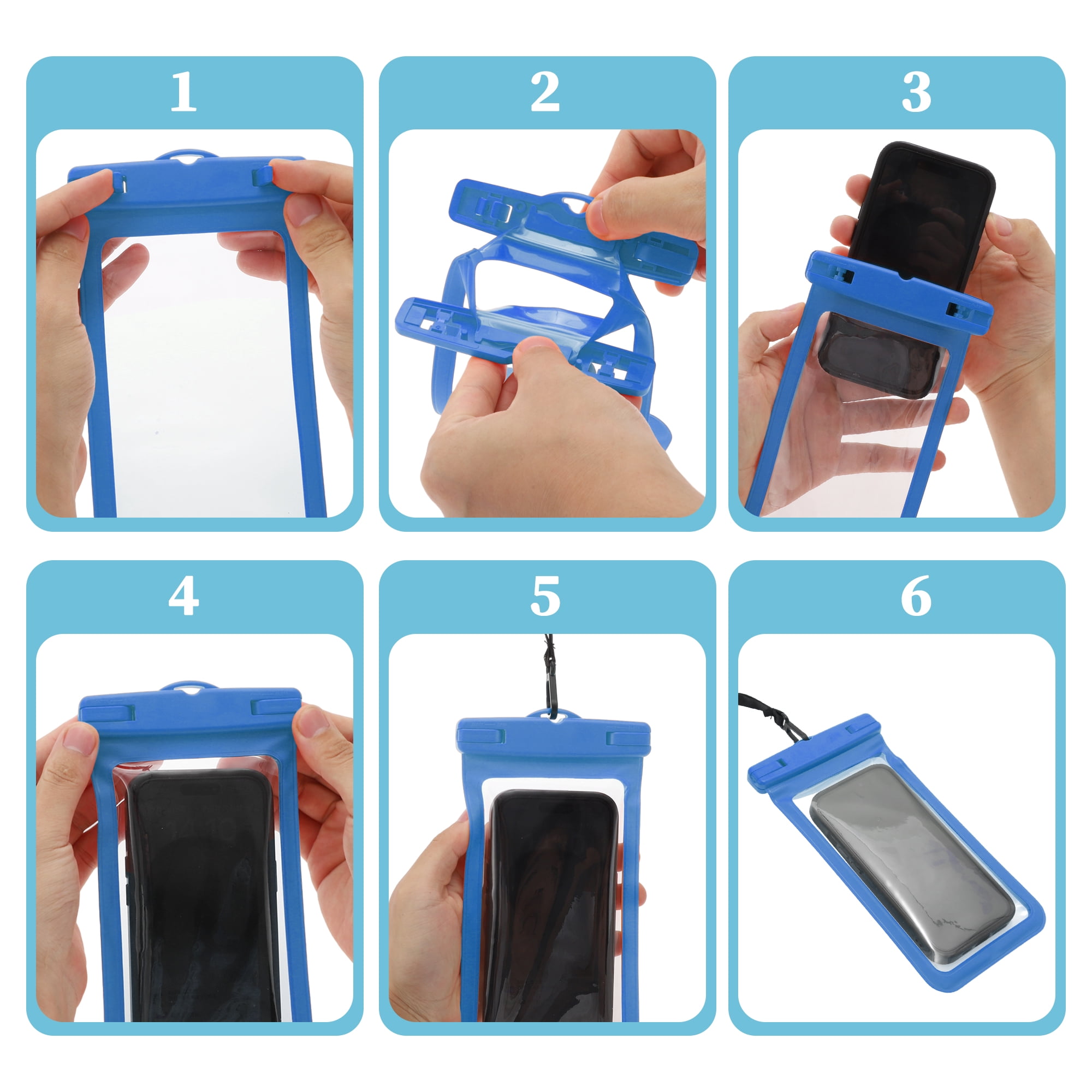 Unique Bargains 2 Pcs Mobile Bag Waterproof Case Compatible for Phone 4.53x8.27 Blue