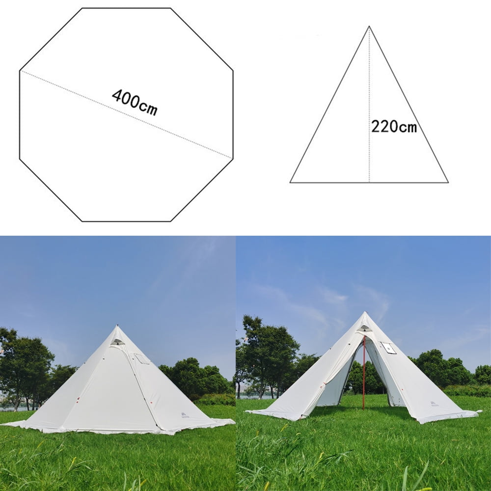 Kadahis Tipi Hot Tent with Fire Retardant Stove Jack for Flue Pipes, 4~6 Person, 20D Nylon Coated Silicone Waterproof 4000mm, Lightweight, Teepee Tents for Family Team Outdoor Camping Hiking