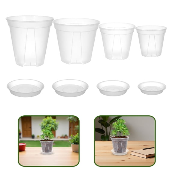 ELAYARD 8Pcs Transparent Plastic Planter Pots with Breathable Design for Succulent and Orchid Growth