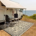 thumbnail image 2 of TacleeKii Outdoor Patio Rug 8' x 10' Reversible Camping Mat, Stain-Resistant Plastic Straw Rug, for Porch, Deck, Balcony, Beach, Garden, Beige, 2 of 7