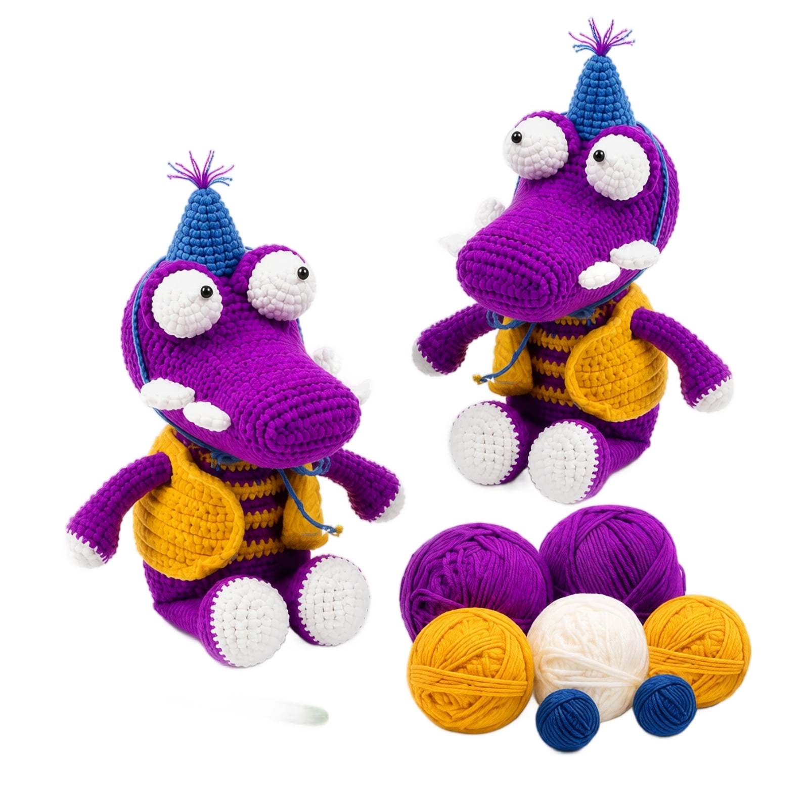 # Crochet Kit for Beginners Kids Amigurumi Purple Crocodile Stuffed Animal Diy Craft Set Learn to Crochet Starter Supplies for Boys and Girls Beginner Friendly Holiday Gift