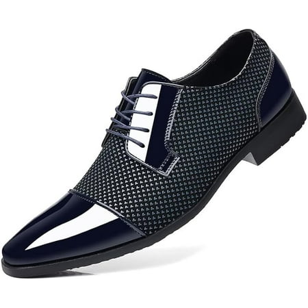 Men s Dress Shoes Patent Leather Oxfords Classic Lace-up Formal Tuxedo Shoes Business Wedding Derby Shoes Cap Toe Fashion