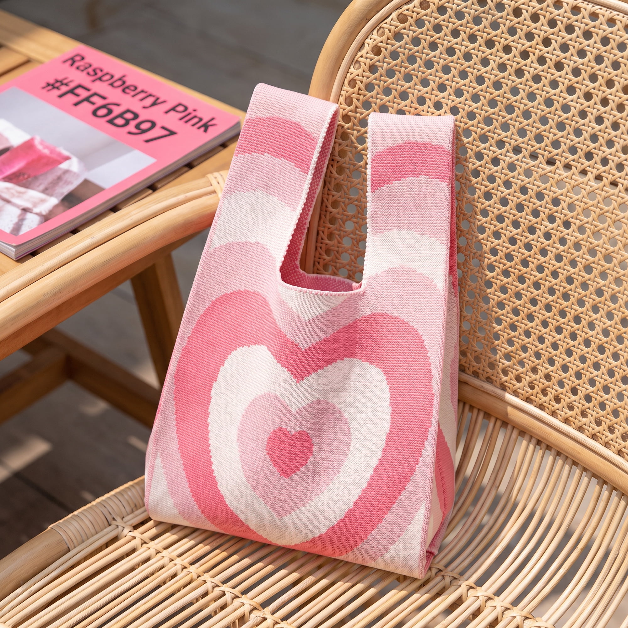 Unique Bargains Cute Cartoon Gift Reusable Tote Bags with Handles 7.5" x 13.4" Heart