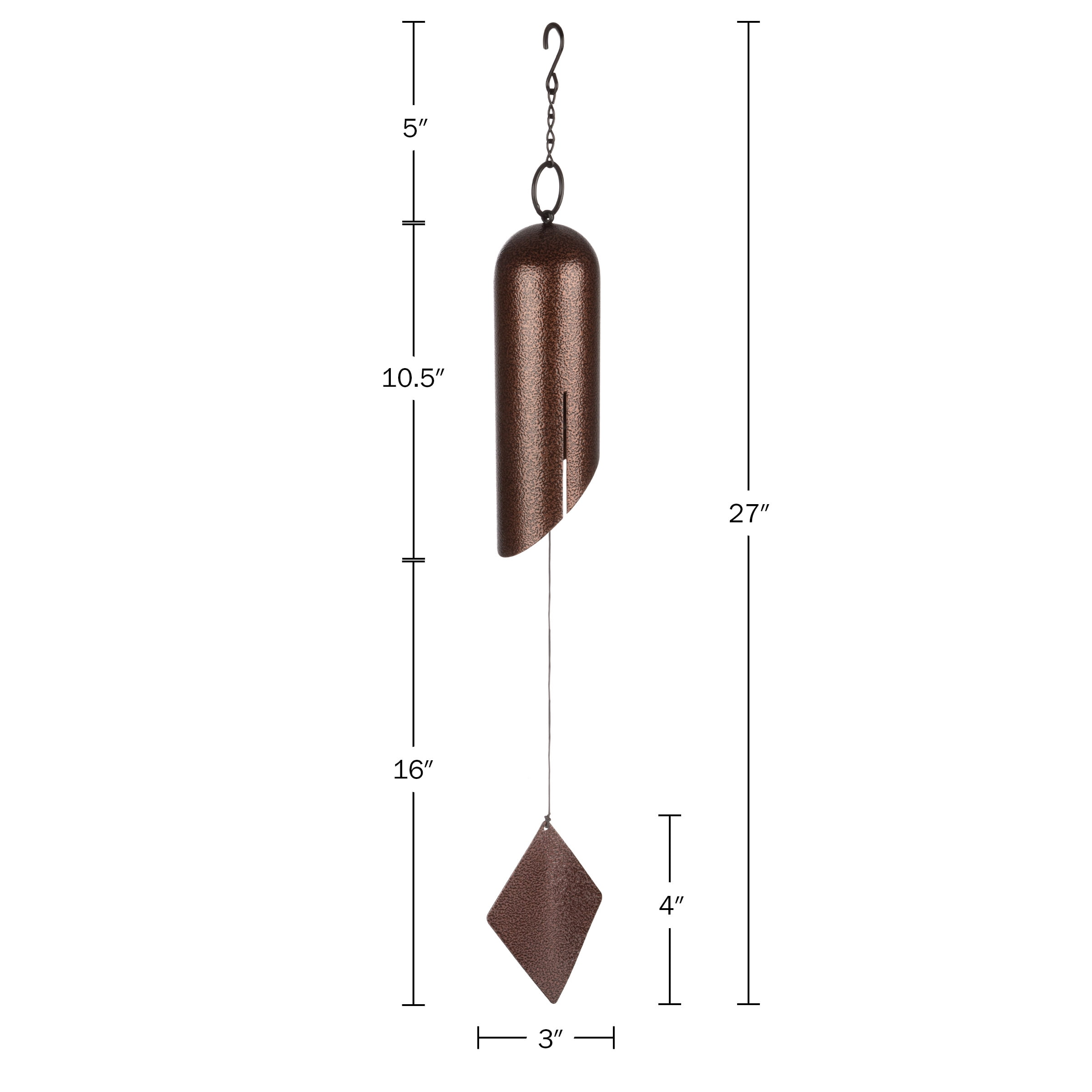 Pure Garden Wind Chimes - 27in Deep Resonance Serenity Bell Chime, Bronze