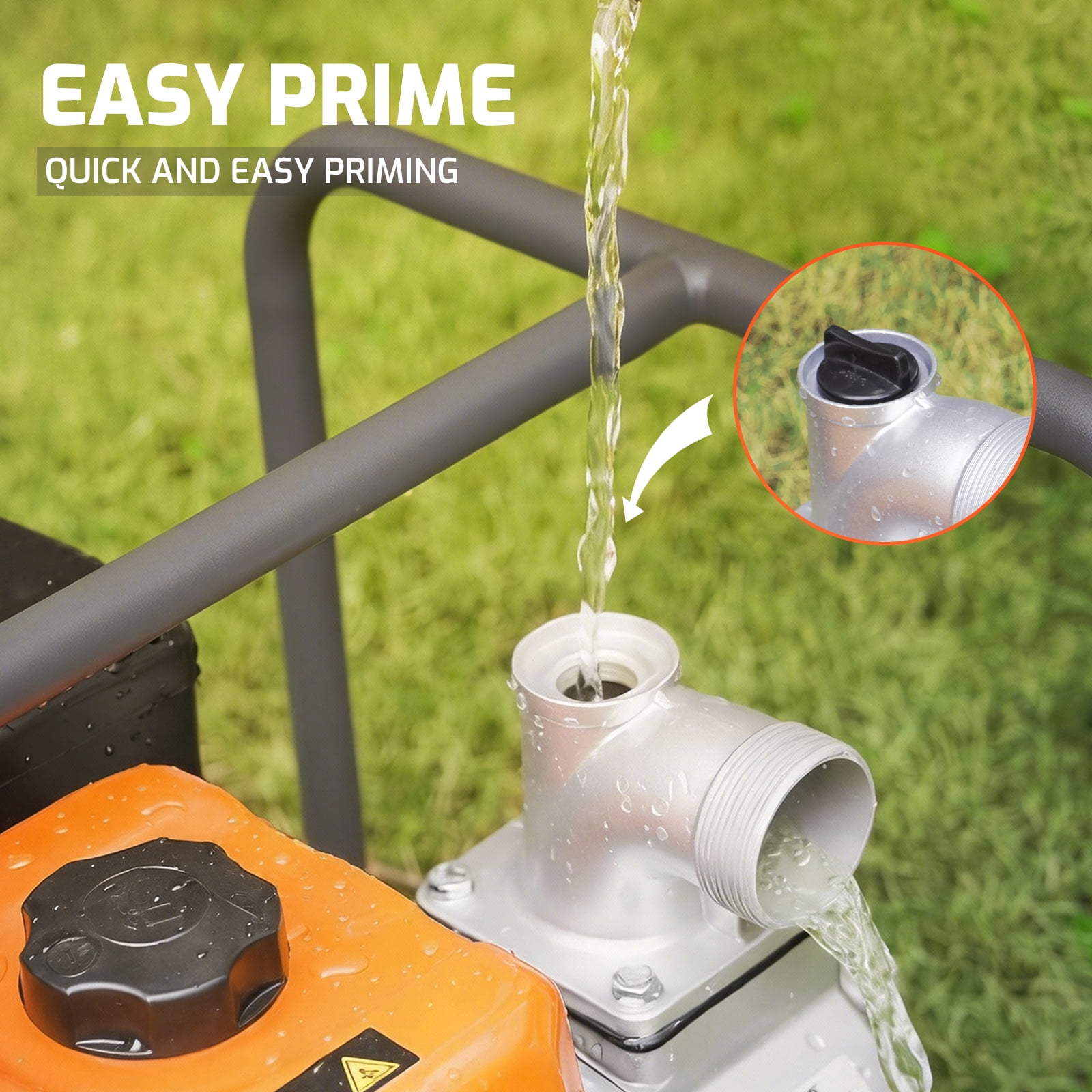 NOVUS Semi Trash Pump 2 inch, Gas Powered Water Pump for Pond Pool Draining Gardening Irrigation 141 GPM 100ft Lift 23ft Suction, EPA Certified