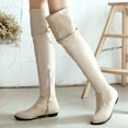 thumbnail image 2 of Women's Over-The-Knee Boots Solid Side Zipper Knee High Comfortable Flat Bottom Style for Autumn and Winter Fashion, 2 of 8