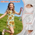 thumbnail image 5 of ZIATUBLE4S Sunflower Music Note Print Girls Summer Short Jumpsuits Flutter Sleeves One-Piece Romper Soft Comfort Kids Casual Playsuit with Pockets for 7-8 Y, 5 of 6