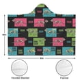 thumbnail image 3 of Wearable Blanket,Black Cartoon Dinosaurs Skeletons Boxes Pattern Hooded Wearable Flannel Blanket for Adults & Teens with Buckle,Winter Poncho Shawl Wrap Cape,60"x80", 3 of 5