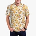 thumbnail image 2 of Balery Groovy Floral Printed Men’s Short Sleeve Polo Shirt, Midweight Men's Shirt,Golf Polo shirts -Small, 2 of 8