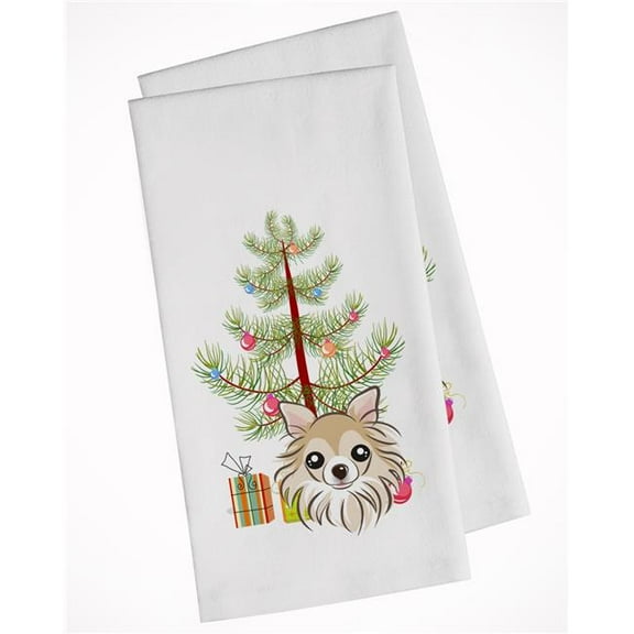 Christmas Tree & Chihuahua White Kitchen Towel - Set of 2