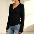 thumbnail image 7 of JoveMarine Womens Tops V Neck Pullover - Long Sleeve Cable Knit Sweater Color, Tops for Women Cozy Warm Knit Top,Black L, 7 of 7