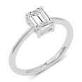 thumbnail image 2 of 1 Carat - Emerald Cut Lab Grown Basket Regular Shank Setting Solitaire Diamond Engagement Ring in 14K White Gold | E-F Color, VS1-VS2 Clarity (Ring Size: 9), 2 of 3