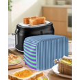 thumbnail image 4 of Violet Color Toaster Cover 4 Slice, Large Kitchen Appliance Covers, Geometric Green Vertical Striped Modern Toaster Oven Cover with Loop, Bread Machine Cover Polyester Dust Cover Protection, 4 of 4
