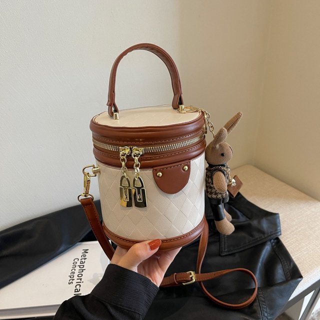 Bolso pequeño vintage para mujer, estilo primaveral, estilo bandolera, con textura rombal, portátil