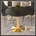 thumbnail image 6 of LeisureMod Round Dining Table Modern 31" MDF Wood Tabletop with Gold Steel Pedestal Base for Kitchen and Living Room Bristol Series in Black, 6 of 10